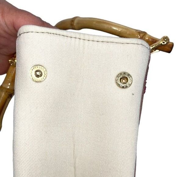 Vintage Ornate Retro Beaded Embroidered Elephant Purse Bag Tote with Wooden Bamb - Picture 5 of 11